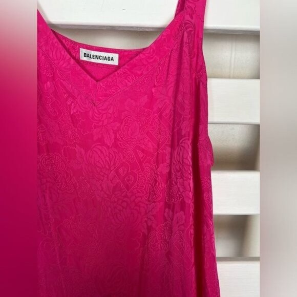 BALENCIAGA NEW Jacquard Pink Oversized Slip Dress Size 2 MSRP $1650 - Picture 9 of 13